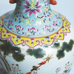 a famille rose ‘boys at play’ vase with ruyi handles