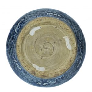 a blue and white ‘fish among waves’ jar